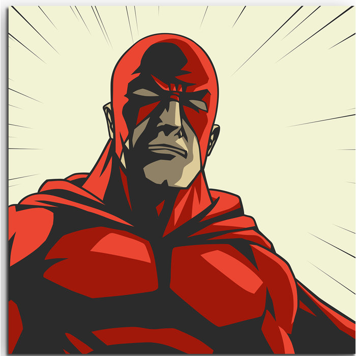 East Urban Home Gerahmtes Leinwandbild Superheld mit roter Maske im